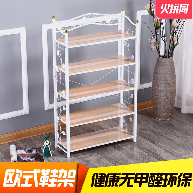 多层欧式白色鞋架简易小窄门口放家用室内好看经济型实木鞋柜铁艺