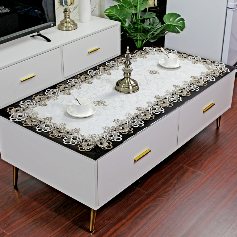 茶几盖布布艺桌布茶几垫蕾丝水溶花边茶几垫布欧式奢华大气长方布