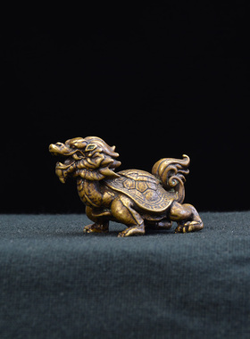 古铜器纳福瑞兽玄武龙龟复古铜摆件文镇书桌摆放神兽铜器文玩茶宠