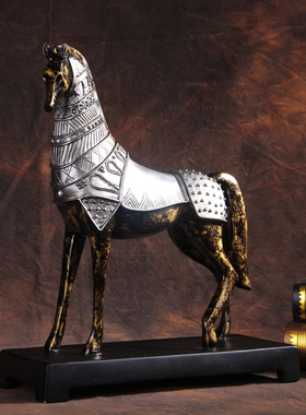 欧式软装工艺品复古战马摆件创意家居装饰开业礼品电视柜书房摆设