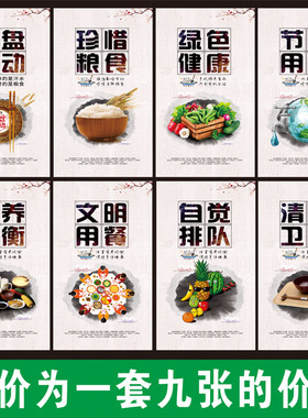学校企业标语 食堂文化挂图海报 工厂餐厅礼仪宣传画挂画墙贴制作