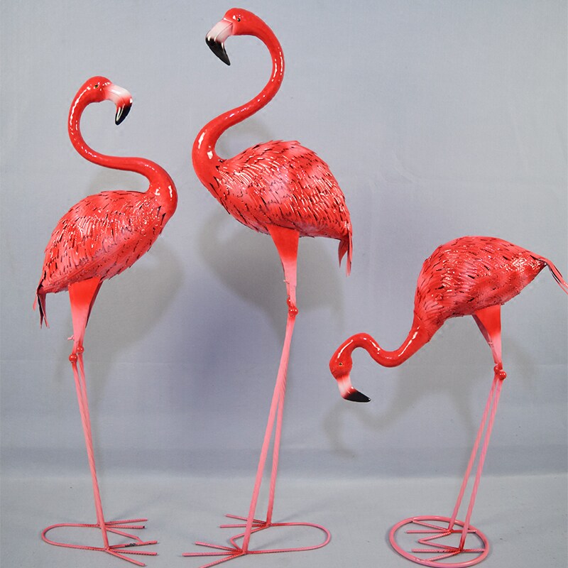 森系婚庆道具铁艺火烈鸟庭院别墅露台园艺商场橱窗装饰品花园摆件