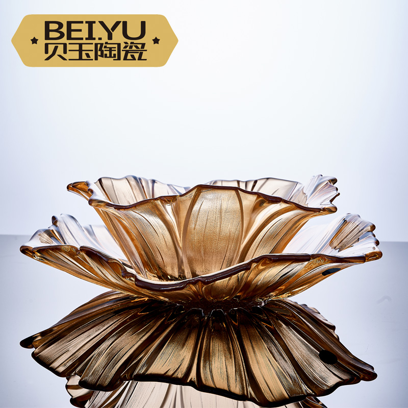 花瓣欧式水晶果盘创意时尚现代简约客厅家用茶几大号玻璃水果篮