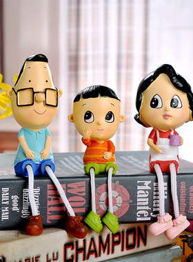 田园家居客厅装饰品可爱小摆件树脂吊脚娃娃创意卧室大头人物摆设