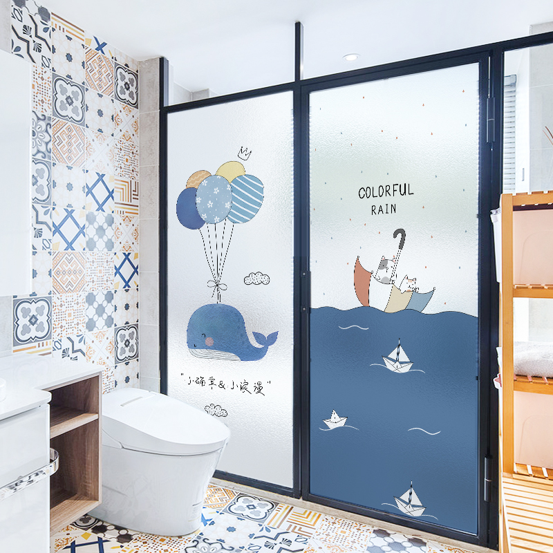 卡通磨砂窗花纸自粘浴室窗户贴膜防走光推拉门贴纸玻璃贴画静电贴