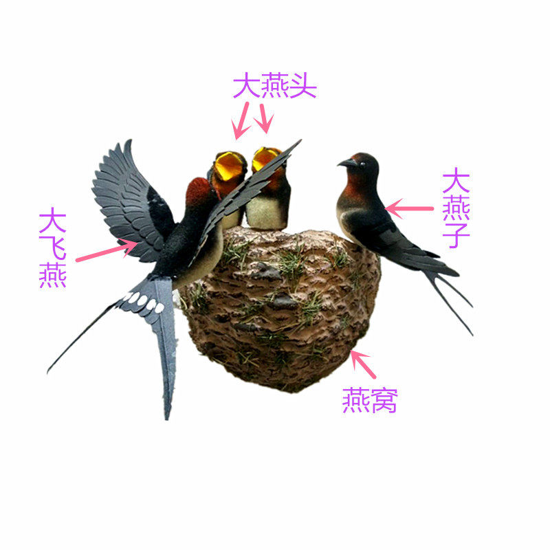 仿真燕窝展翅飞燕子小鸟装饰品墙饰壁饰家居装饰客厅幼儿园装饰
