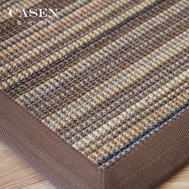 塞尚现代简约条纹剑麻地毯客厅茶几地垫家用书房茶桌卧室门垫定制