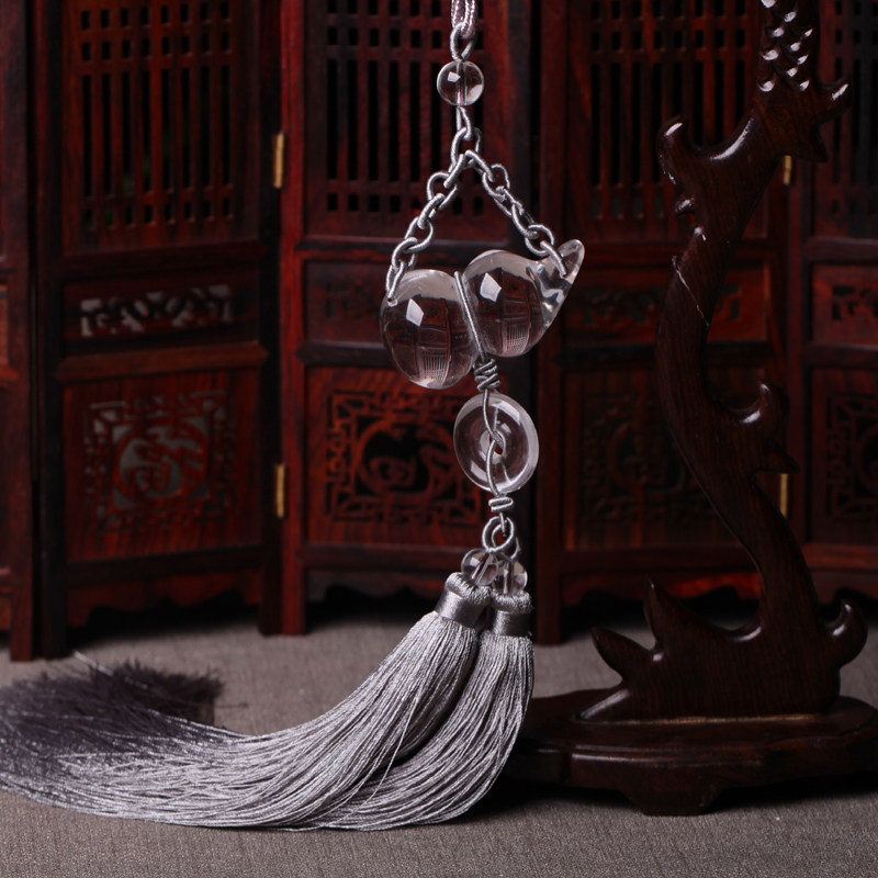 宫妃天然白水晶葫芦汽车挂件 福禄进宝福禄平安葫芦挂饰车内饰品