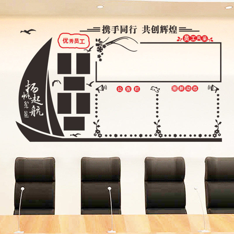 教室班级布置扬帆起航公告栏贴纸公司宣传栏员工风采边框装饰墙贴