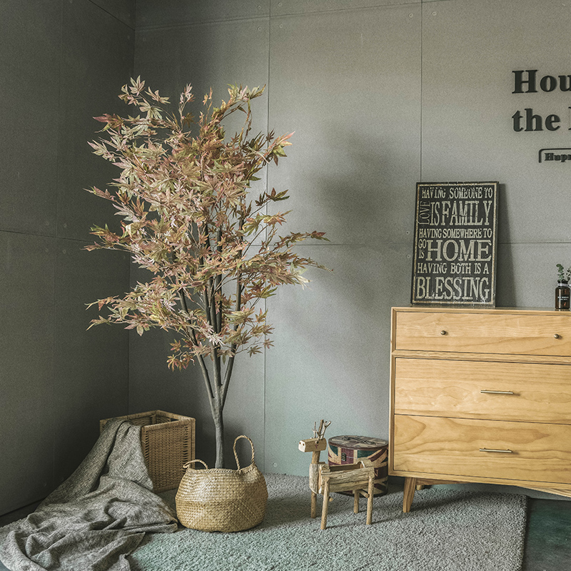 仿真植物枫树红枫假树室内外盆栽家居橱窗造景中大型装饰落地绿植