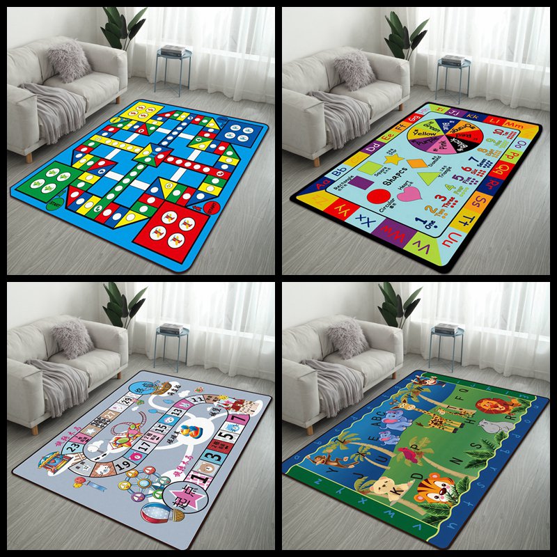 宝宝爬行地垫飞行棋爬爬垫卧室床边地毯可爱儿童卡通游戏垫子定制
