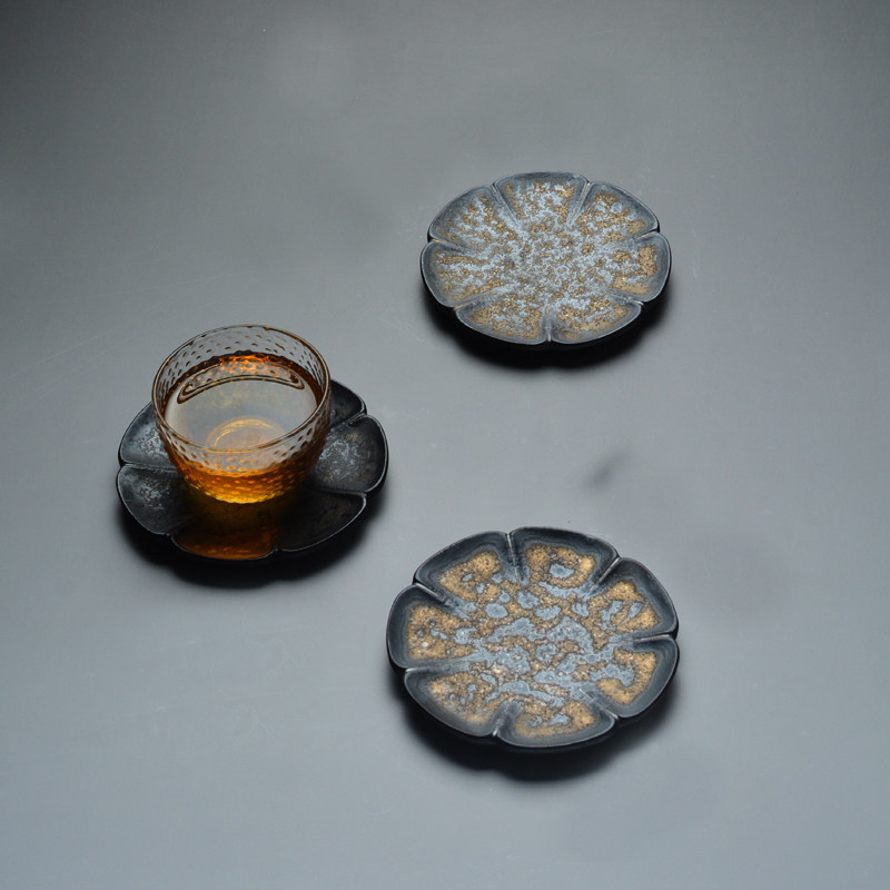 粗陶杯垫小玻璃茶杯托陶瓷功夫茶托茶碟茶道茶具配件茶垫托茶盏垫