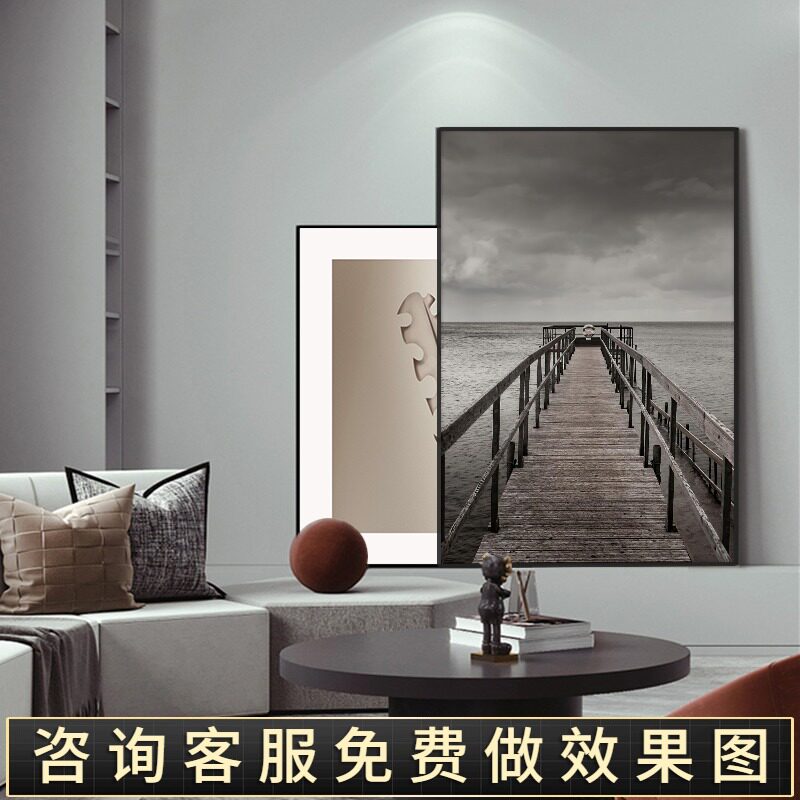 超大尺寸黑白灰抽象装饰画客厅沙发背景墙挂画巨幅现代组合落地画图片