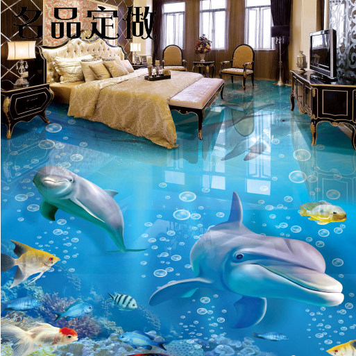 定制创意3d立体地板贴纸画地板革PVC自粘浴室卫生间地垫海洋海豚,家装主材,地板革,淘宝优惠券,粉丝福利购,淘宝优惠卷