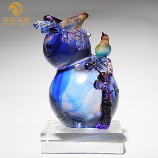 琉璃喜鹊葫芦摆件玻璃工艺品家居摆设搬迁礼品乔迁新居实用家居装