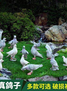 花园微景观树脂仿真白鸽子摆件别墅房顶草坪美陈动物摆设装饰小品