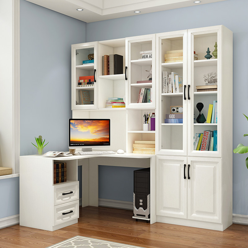 定制转角电脑桌书桌书架组合书柜家用简约一体写字台式学习办公桌