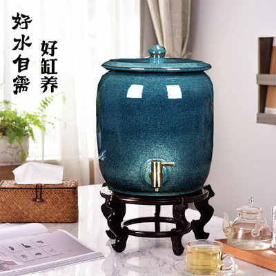 陶瓷储水缸泡茶净水缸水桶罐水壶过滤器家用饮水机带龙头20 30斤