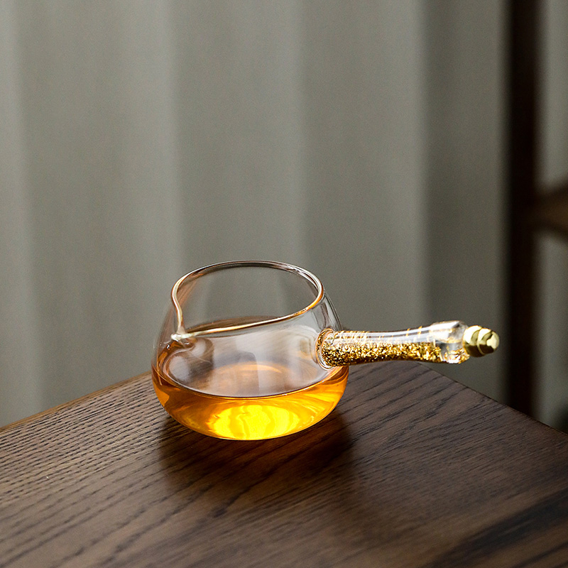 玻璃公道杯侧把功夫茶具分茶公杯茶漏套装配件倒茶器过滤加厚耐热