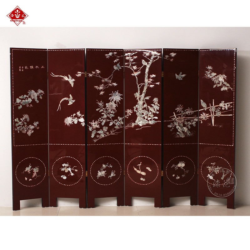 扬州漆器厂螺钿中式屏风隔断折叠客厅玄关墙移动折屏酒店装饰屏风