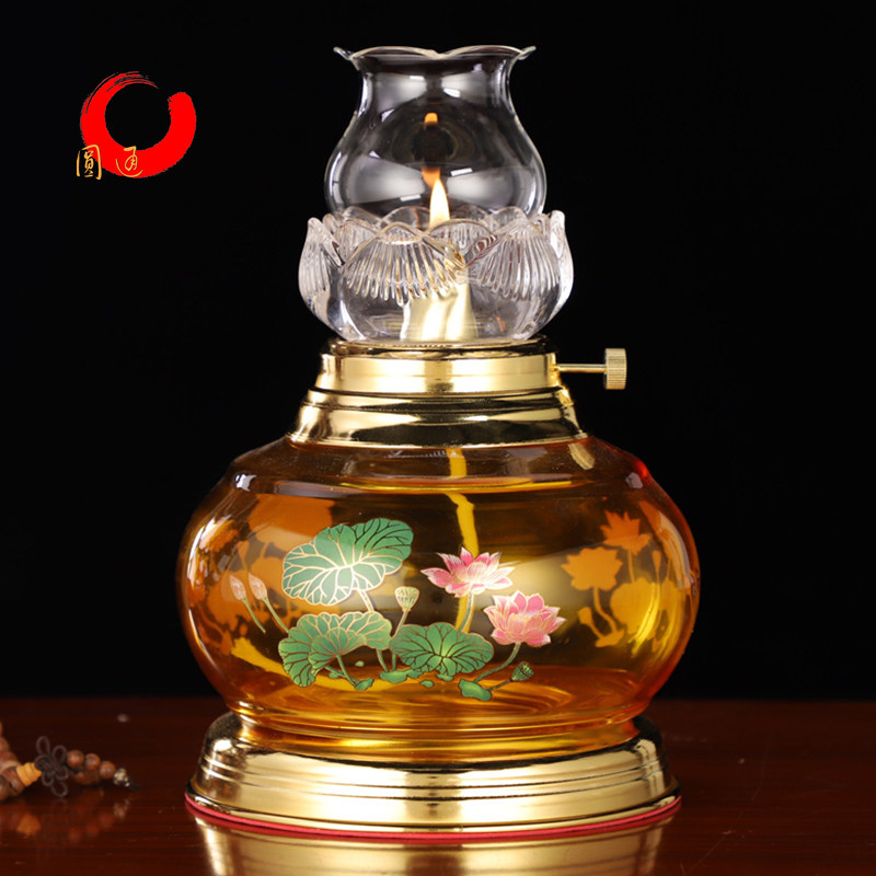 灯佛油灯长明供酥油灯大号莲花佛灯佛前供灯佛堂酥油灯燃时7-30天