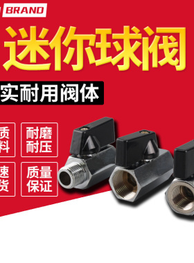 迷你球阀1分2分3分4分双内丝 内外丝小球阀接4mm/6mm快插快拧接头