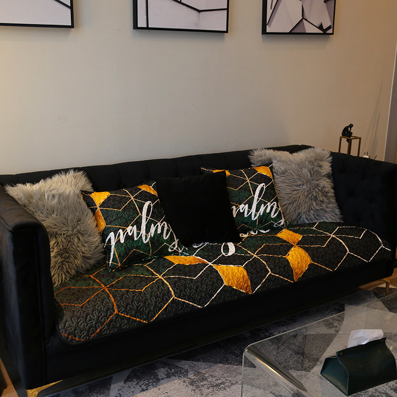 北欧纯棉四季通用沙发巾欧式防滑布艺沙发垫坐垫罩套可定做