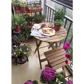 复古田园实木折叠餐桌椅组合休闲餐桌套装 木桌椅室内阳台露台茶几