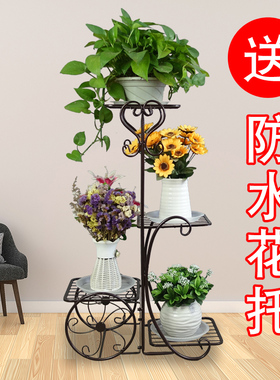 新款铁艺花架家用省空间多层客厅绿萝花架落地式阳台吊兰花盆架子