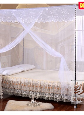 单开门蚊帐1.8米1.5m老式方防尘布顶支架落地家用纹账传统2米大床