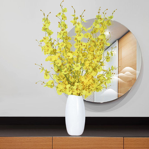 欧式陶瓷花瓶三件套装客厅插花仿真跳舞兰绢花家居酒柜玄关摆件