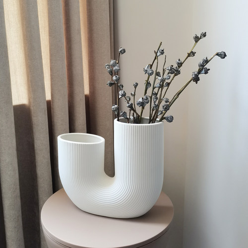 现代风个性异形创意几何陶瓷花瓶样板间软装陈列装饰品摆件干花插