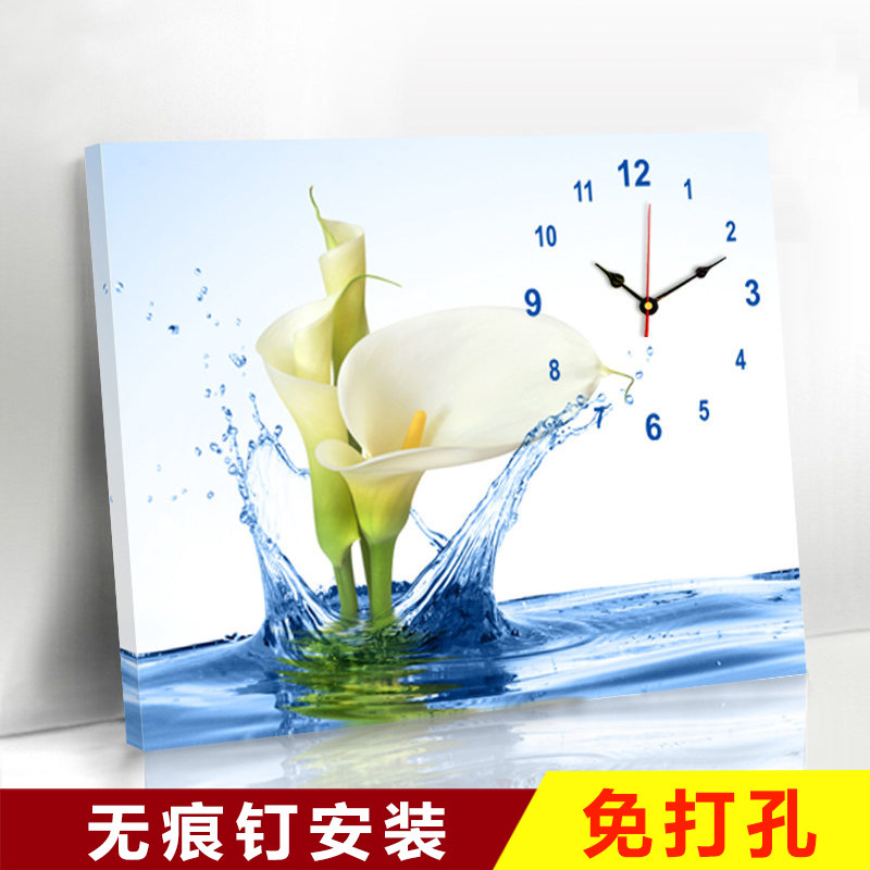 现代客厅挂画卧室装饰画挂钟表简约餐厅电表箱遮挡电闸免打孔壁画