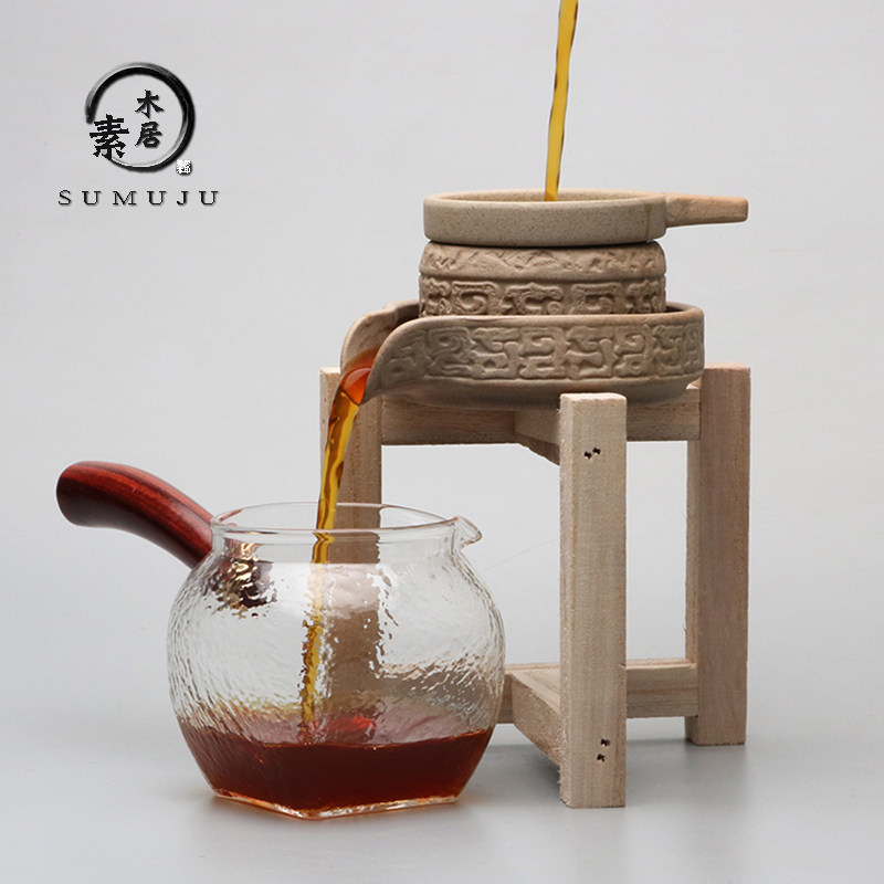 复古茶滤网茶叶过滤网泡茶器 水到渠成石墨茶虑 泡茶粗陶茶漏茶具