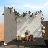 拍照道具水泥板墙面背景板真实凹凸肌理复古美食摄影背景装 饰摆件