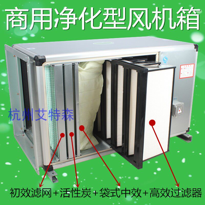 商用大风量低噪音净化型离心风机箱 高效PM2.5除雾霾 4层过滤器