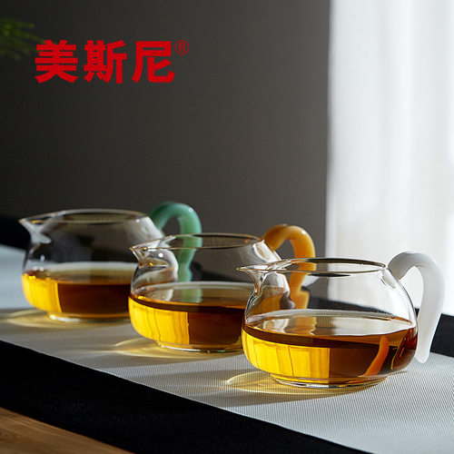 美斯尼茶海分茶器耐高温家用功夫茶具配件加厚玻璃公道杯茶漏套装