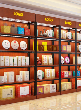 货架展示架陈列柜展示柜土特产货柜展柜产品展架茶叶陈列架烟酒店