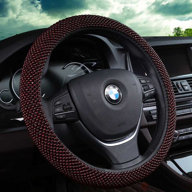 夏季木珠方向盘套四季通用高档木质汽车把套防滑透气纯手工编织