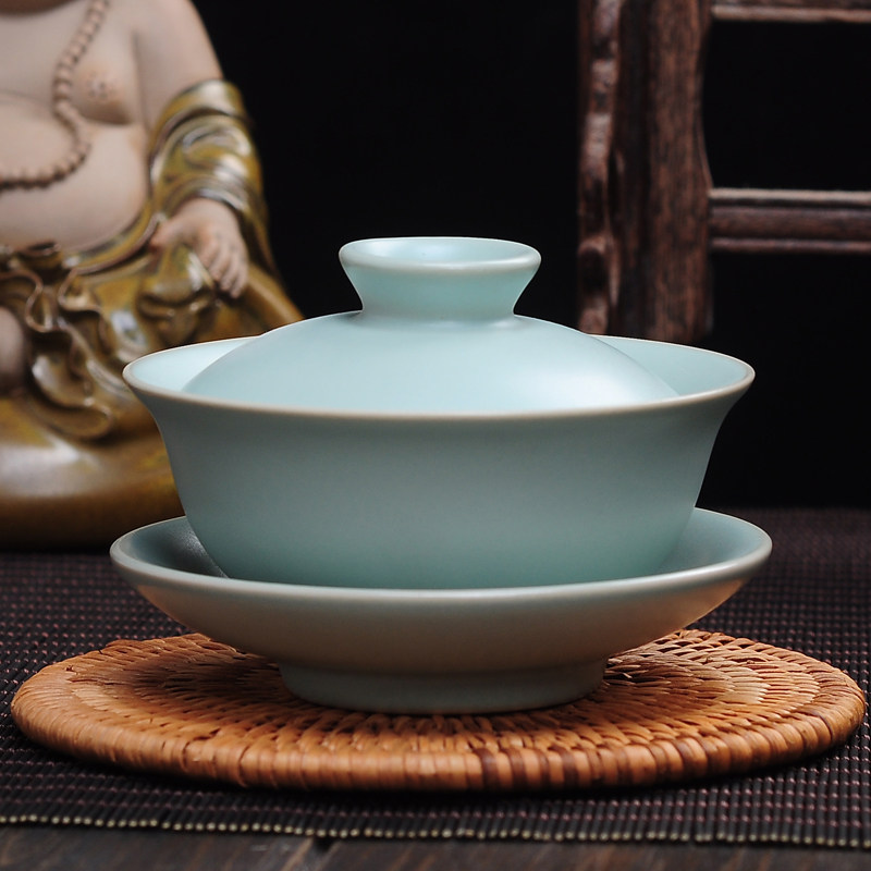 好茗天 大号盖碗汝窑茶碗功夫茶具冲茶器陶瓷茶杯三才碗杯泡茶碗