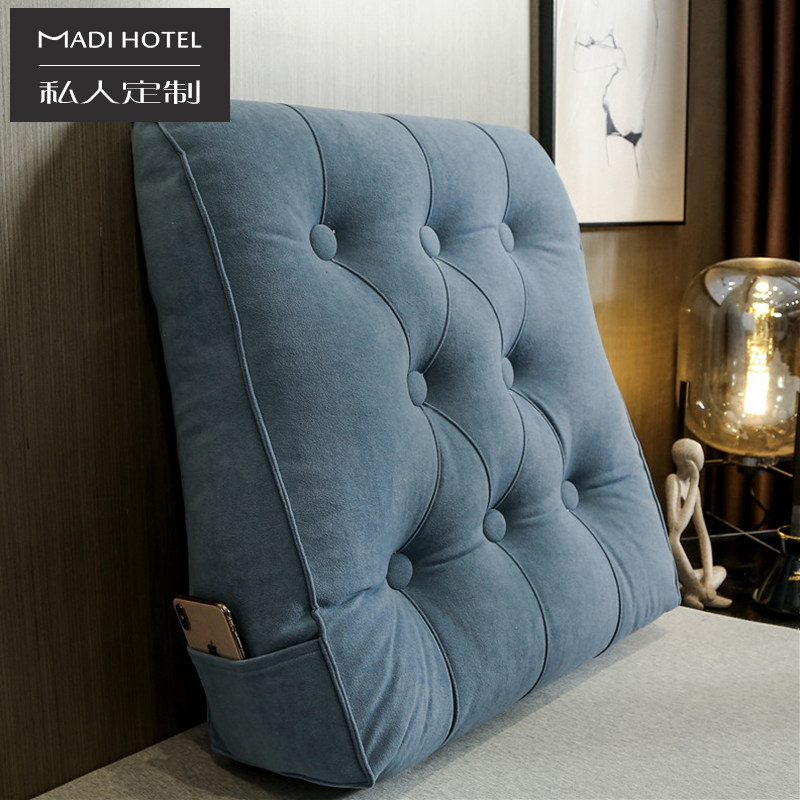 新现代床头靠垫单人大腰靠雪尼尔大靠垫纽扣版纯色沙发抱枕垫含芯