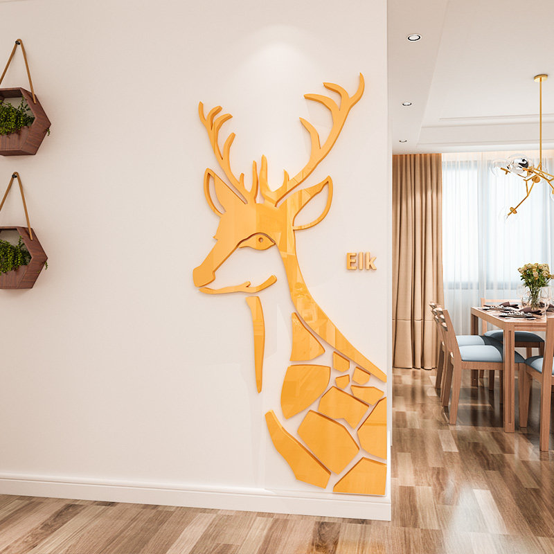 创意3d动物墙贴画自粘客厅沙发电视背景墙面装饰卧室儿童房间布置