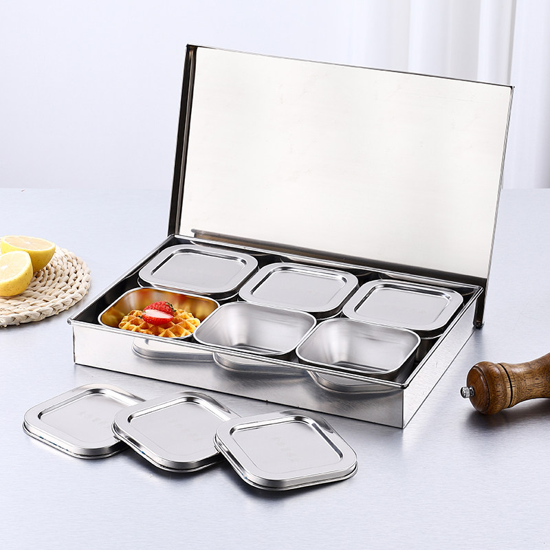 幼儿园学校304不锈钢食堂食品留样盒带盖圆形保鲜罐标准方形套装