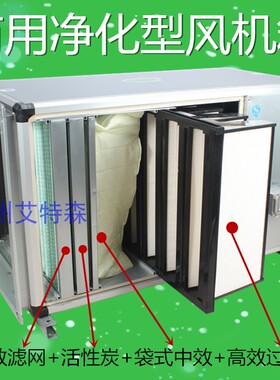 商用大风量低噪音净化型离心风机箱 高效PM2.5除雾霾 4层过滤器