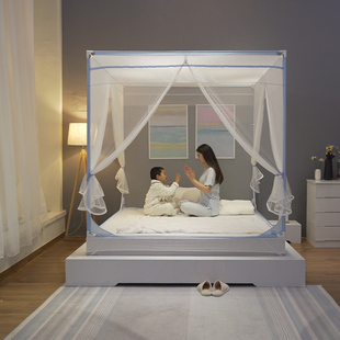 2021新款 1.8m床家用1.2米加密加厚人纹账 蚊帐支架儿童1.5m