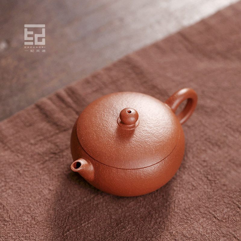 宜兴名家正宗紫砂壶 手工扁圆珠壶朱泥小泡茶壶功夫茶具套装100cc