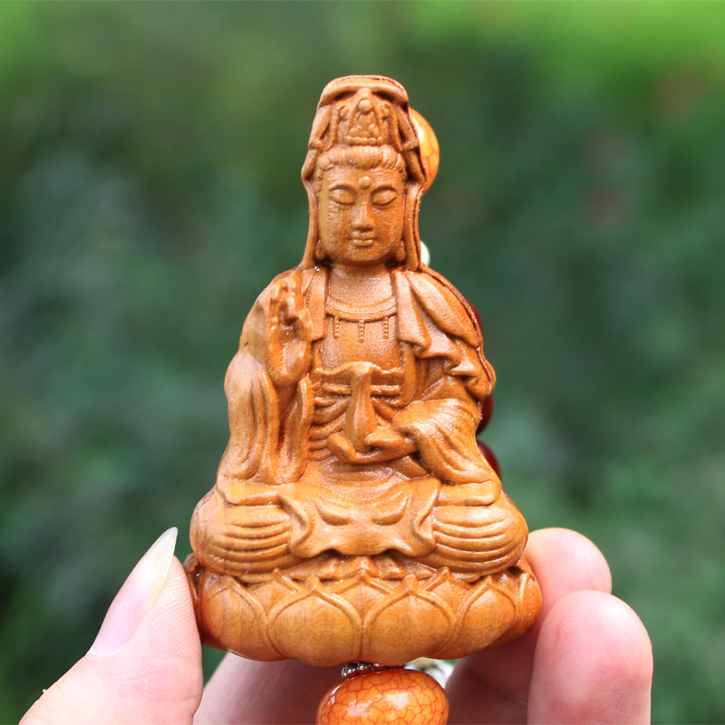 高档枣木汽车挂件平安观音菩萨貔貅龙吊坠小车载挂饰内饰品男女