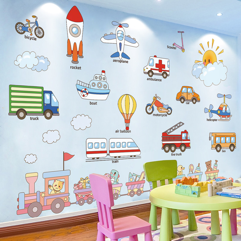 卡通儿童房间飞机男孩墙壁墙上墙贴纸墙面装饰品贴画图案墙画早教,家居饰品,软装墙贴,淘宝优惠券,粉丝福利购,淘宝优惠卷