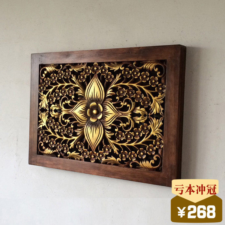 实木雕花金色电表箱装饰画餐厅配电箱开关电闸遮挡盒泰式中式壁饰