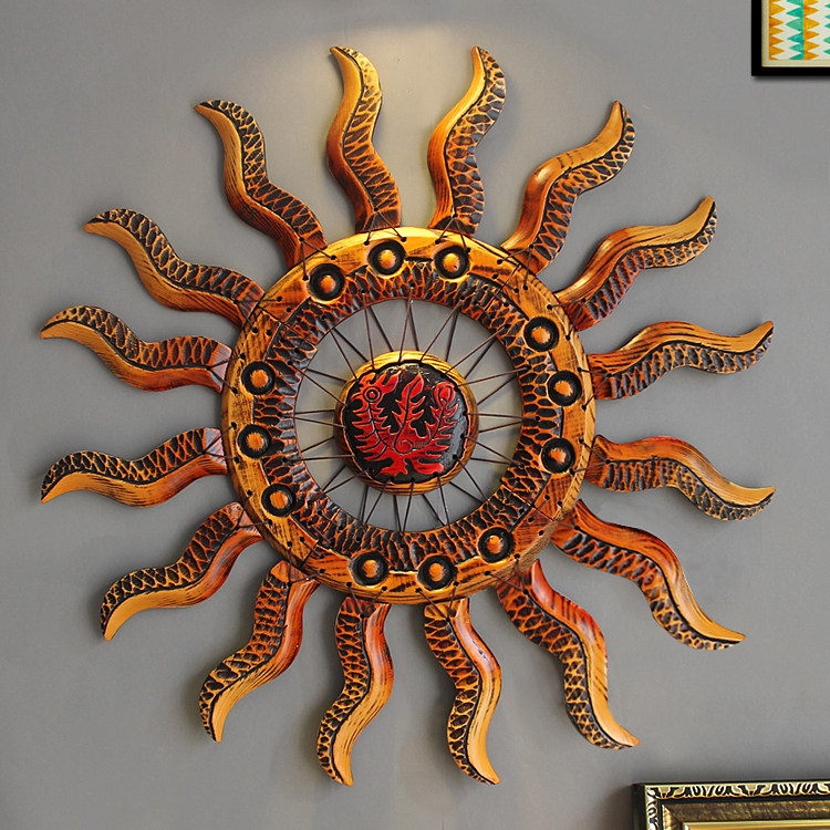 创意酒吧客厅入户玄关墙面装饰品挂件欧式墙上壁饰太阳背景墙饰